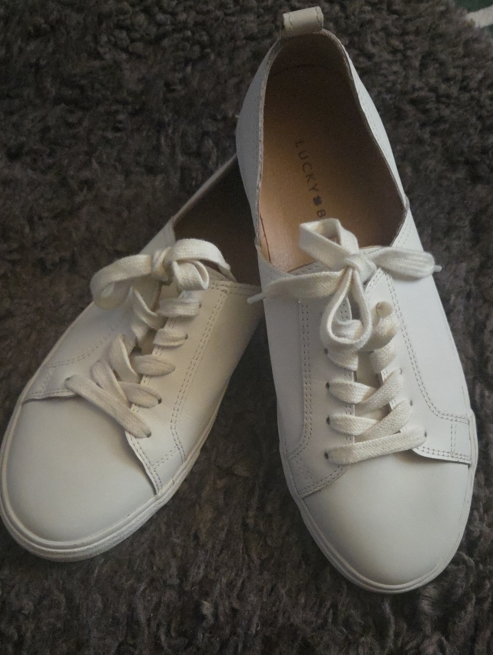 Lucky Brand Cream Lace-Up Women’s Sneakers